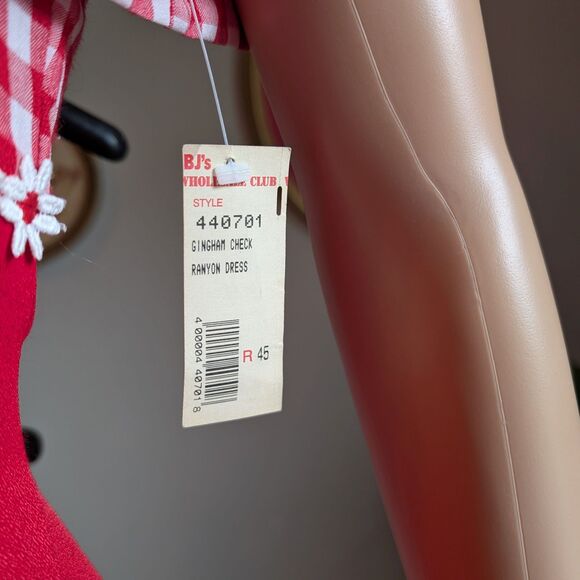 NWT Vintage 90s Betsy Lauren Gingham Dress Midi Button Slit Cottagecore Floral 7 - Picture 12 of 14